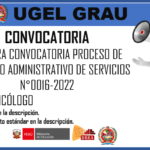 TERCERA CONVOCATORIA PROCESO DE CONTRATO ADMINISTRATIVO DE SERVICIO N°0016-2022